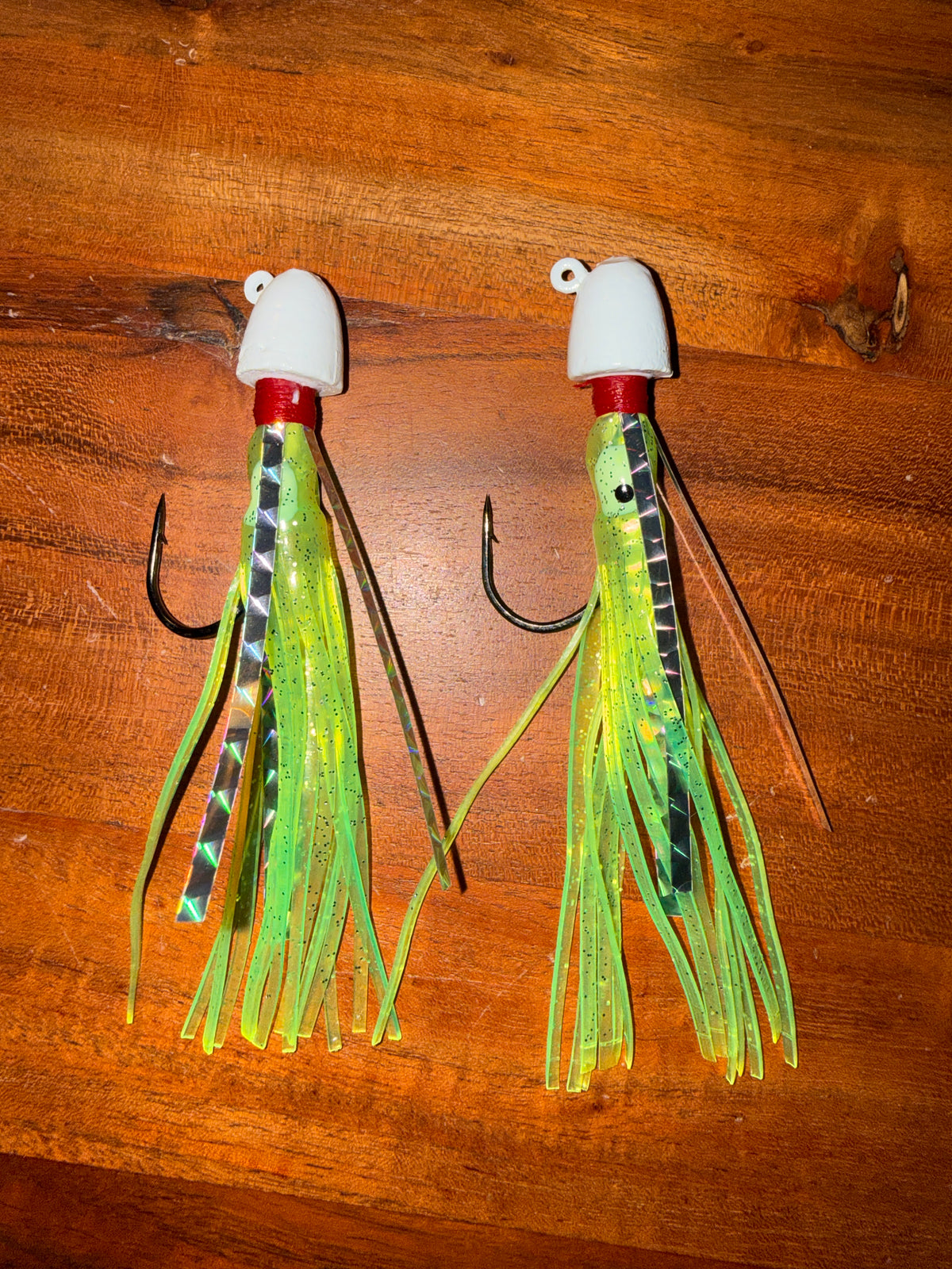 2 Pack White/Green Squid Jigs