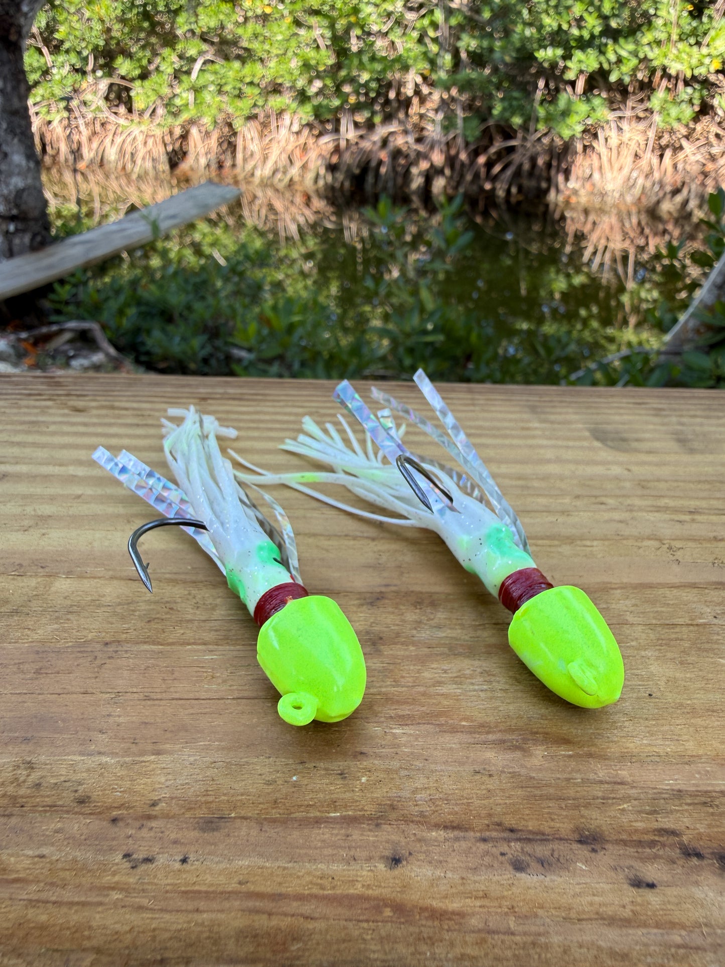 2 Pack Green/White Squid Jigs