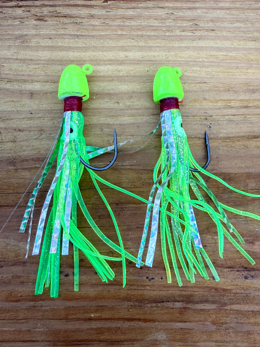 2 Pack Green/Green Squid Jigs