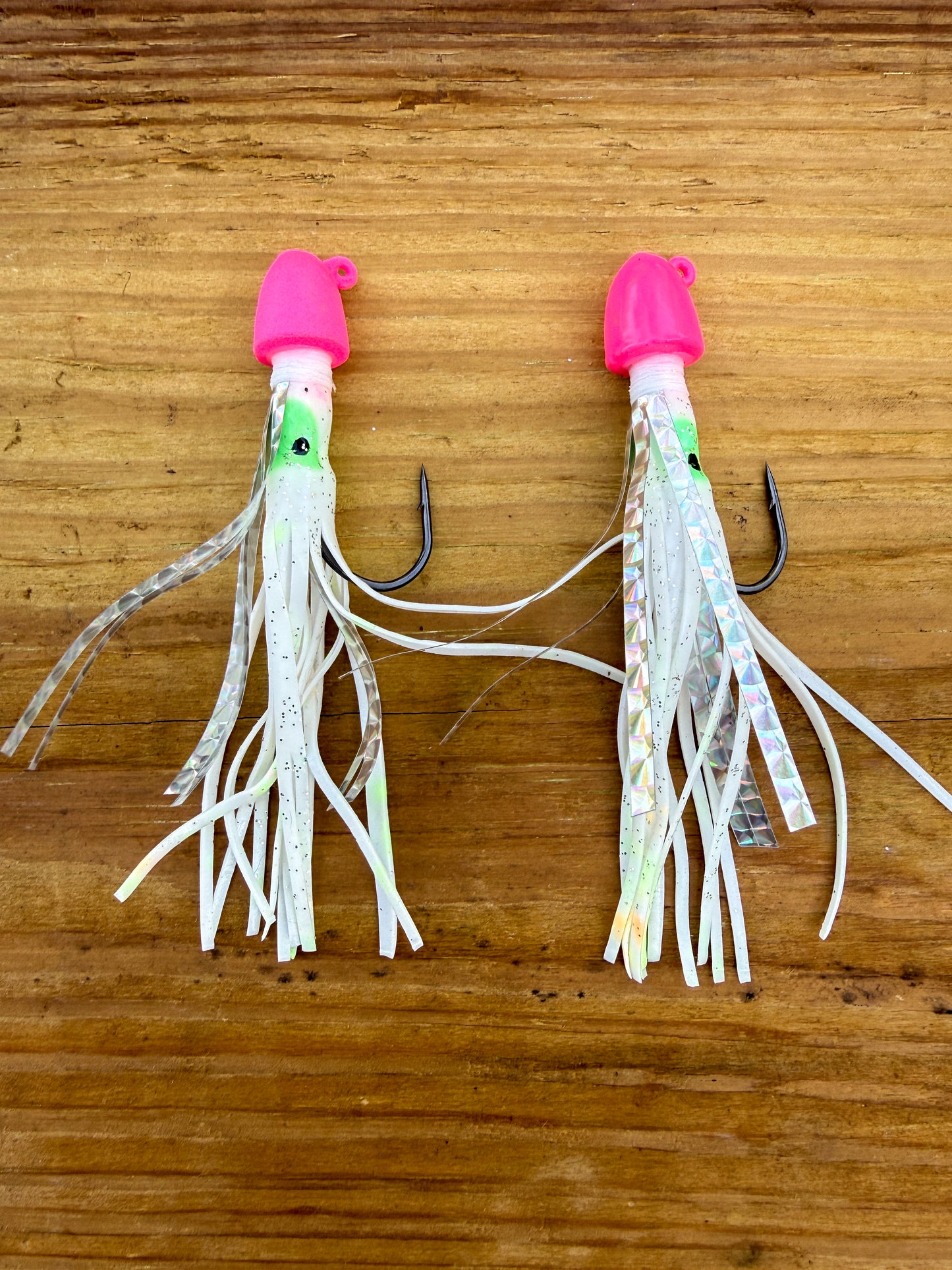 2 Pack Pink/White Squid Jigs