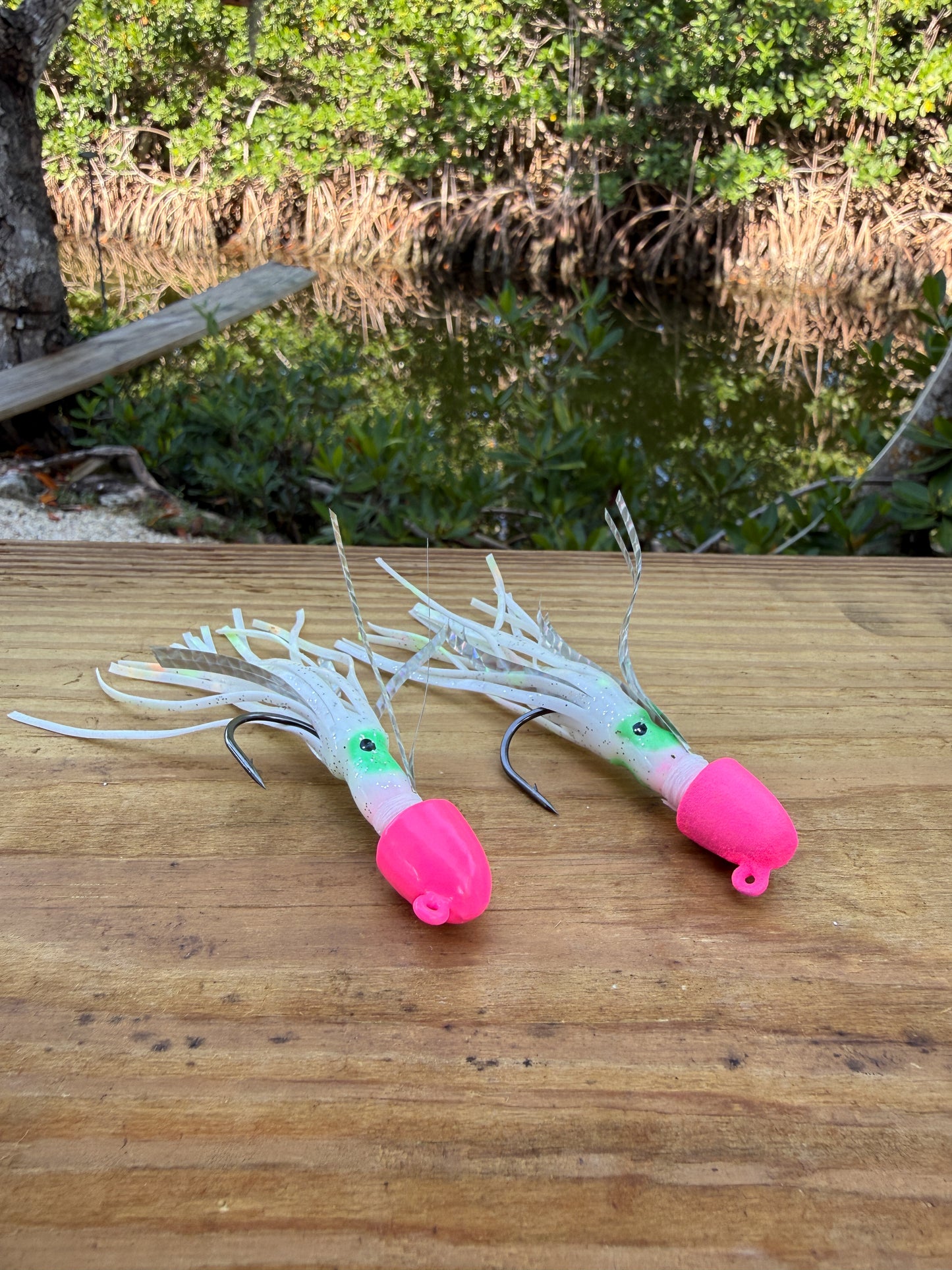 2 Pack Pink/White Squid Jigs