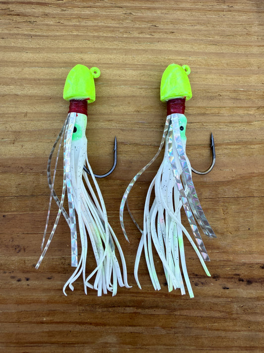 2 Pack Green/White Squid Jigs